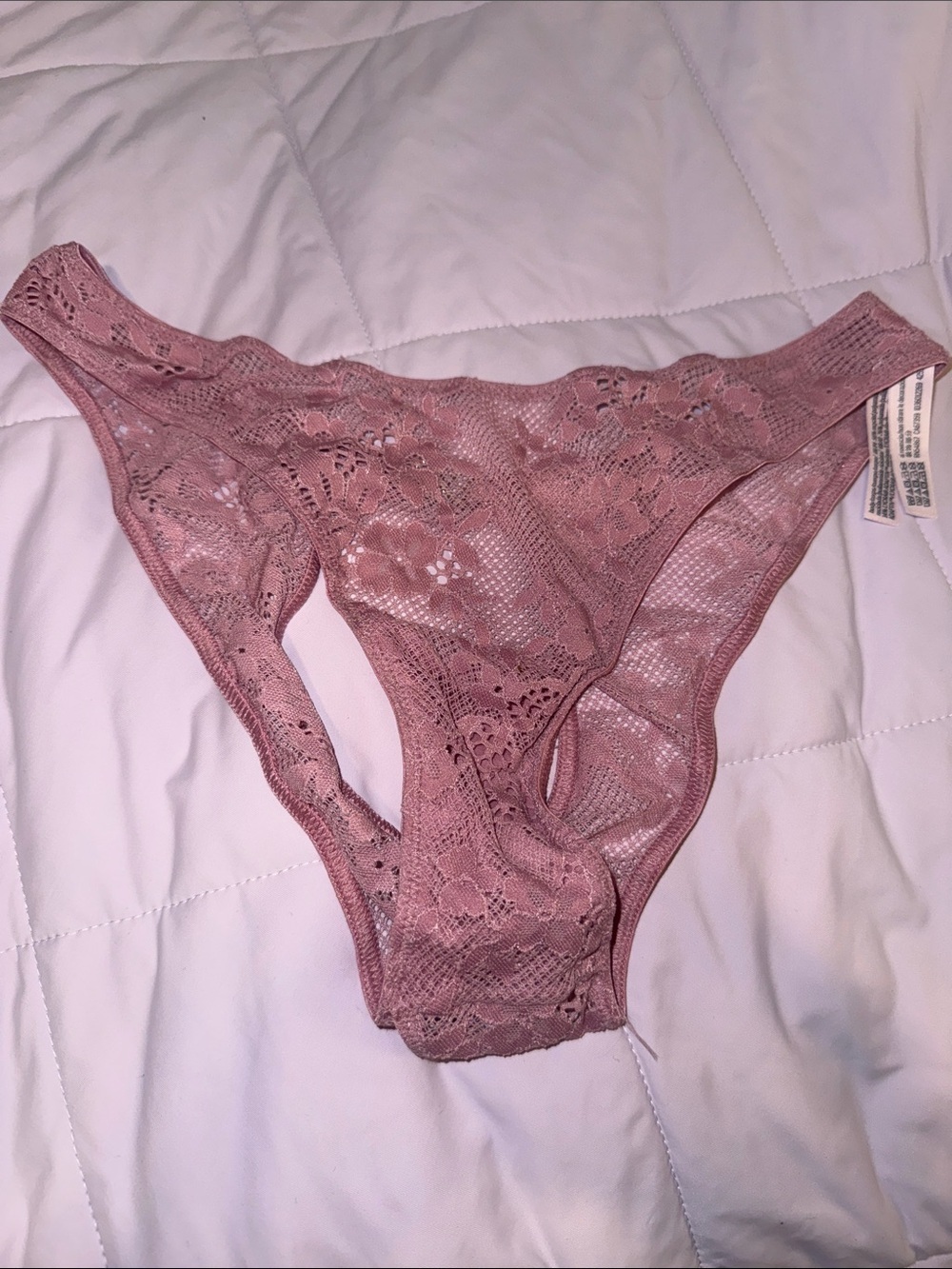 NWT Victoria’s Secret Bling Silver Rhinestone Butterfly Pink Rose Lace Panty